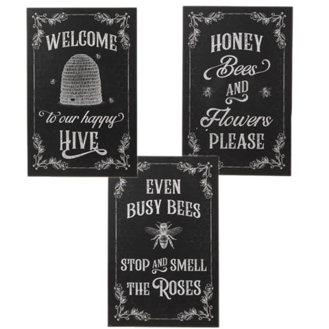 Assorted Black Bee Saying Sign, INDIVIDUALLY SOLD