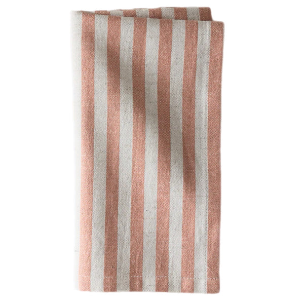 Coral Stripes Linen Napkin, Set Of 4