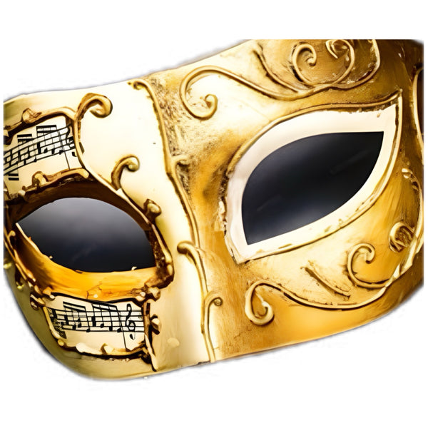 Cream & Gold Music Note Venetian Mask