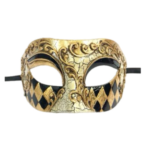 Black & Gold Diamond Venetian Mask