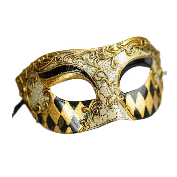Black & Gold Diamond Venetian Mask