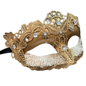 Gold & Cream Crackle Venetian Mask