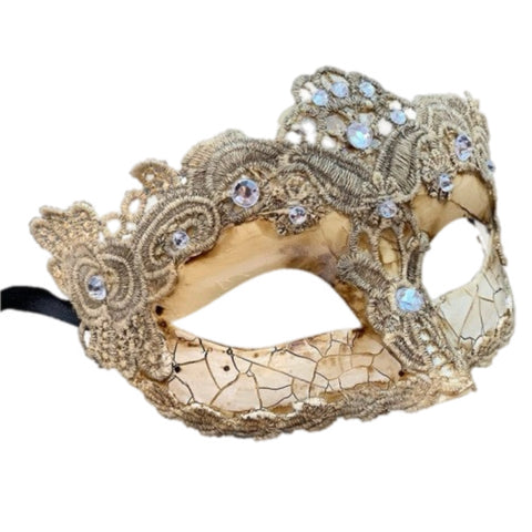 Ivory & Cream Crackle Venetian Mask