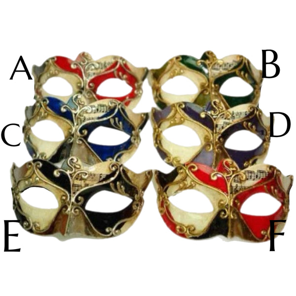 Assorted Music Note Venetian Mask, INDIVIDUALLY SOLD