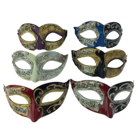 Assorted Music Note Venetian Mask, INDIVIDUALLY SOLD