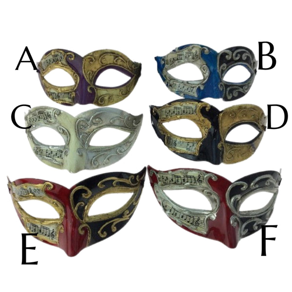 Assorted Music Note Venetian Mask, INDIVIDUALLY SOLD
