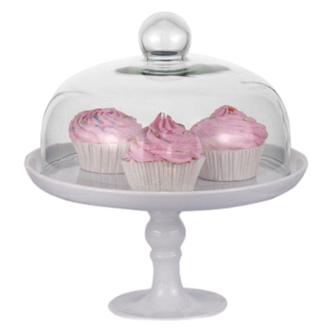 White Cake Plate With Dome