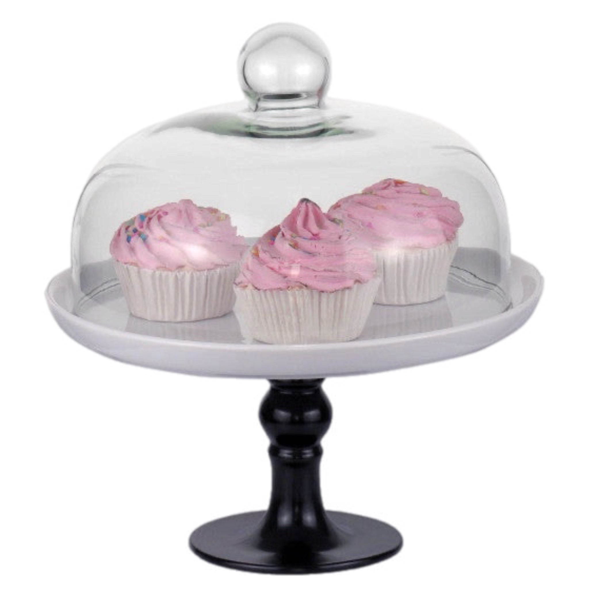 Black Cake Plate With Dome