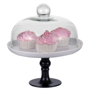 Black Cake Plate With Dome