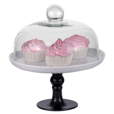 Black Cake Plate With Dome