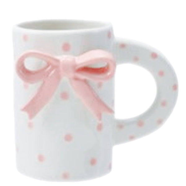 Assorted White With Pink Bows Mug, INDIVIDUALLY SOLD