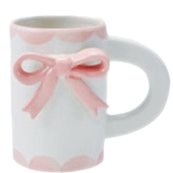 Assorted White With Pink Bows Mug, INDIVIDUALLY SOLD