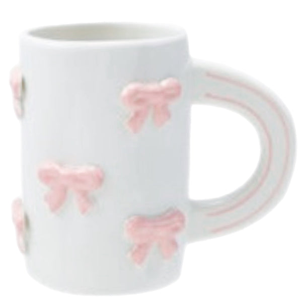 Assorted White With Pink Bows Mug, INDIVIDUALLY SOLD