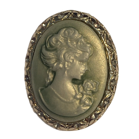 Green Cameo Brooch