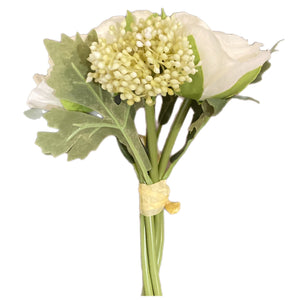10" Green & Cream Ranunculus Bouquet