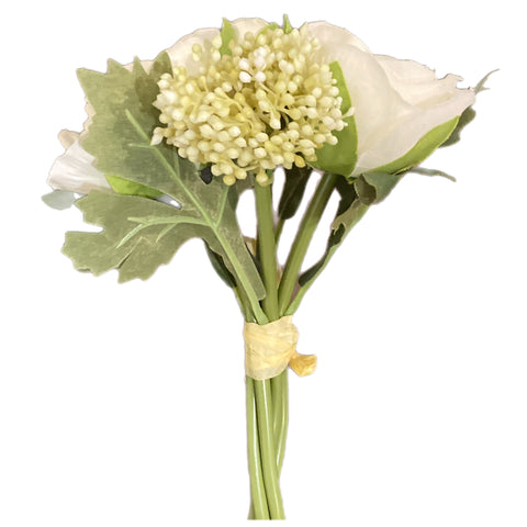 10" Green & Cream Ranunculus Bouquet