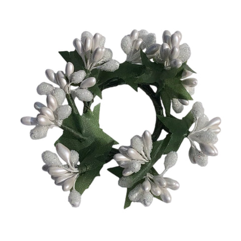 White Berry Taper Candle Ring