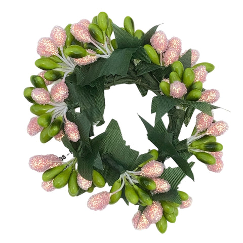 Pink & Green Berry Taper Candle Ring