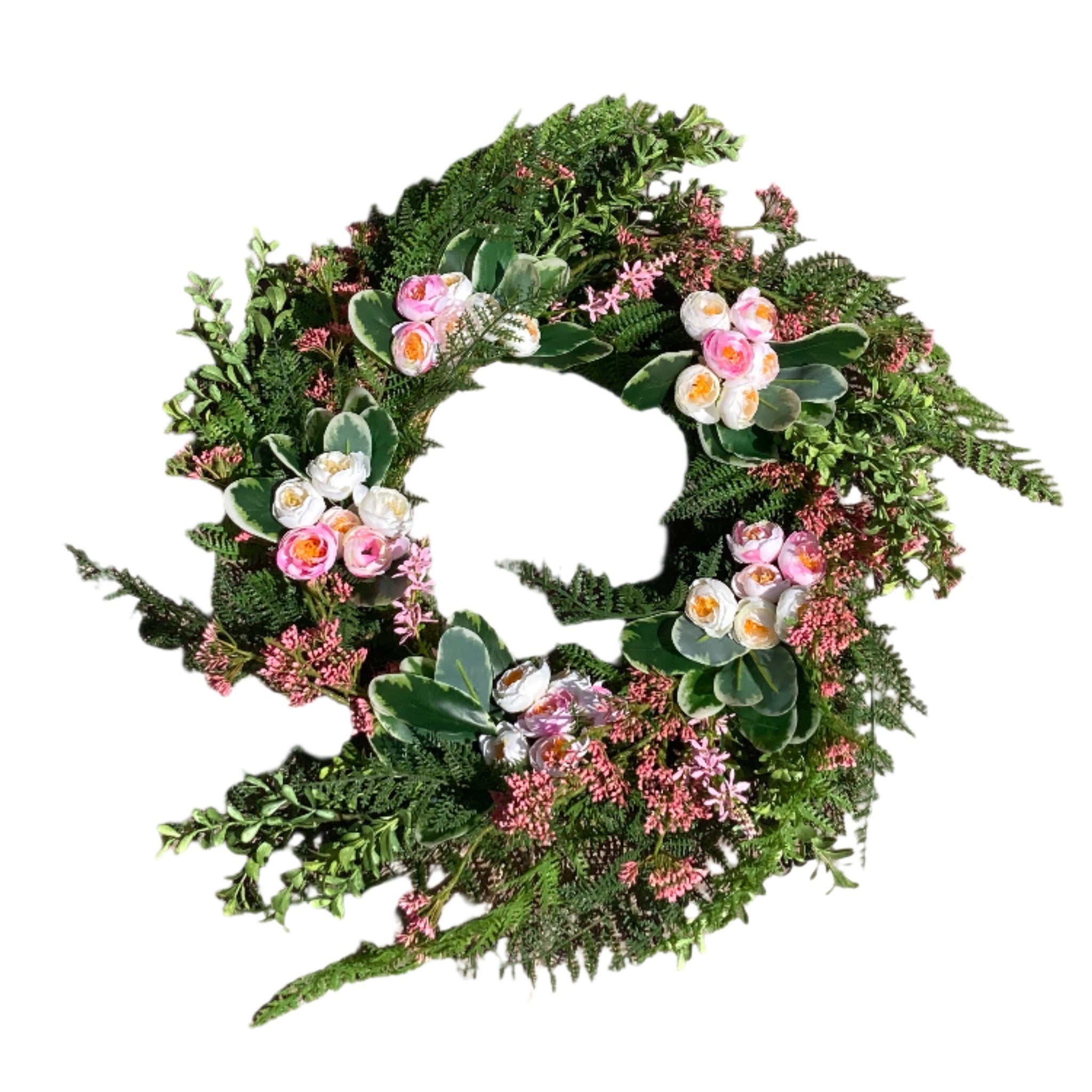 11" Pink Lace Fern Wreath
