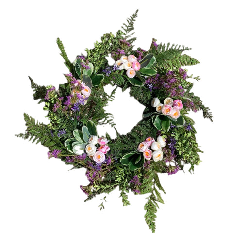 11" Purple Lace Fern Wreath
