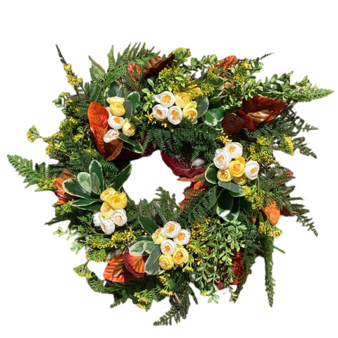 11" Yellow Lace Fern Wreath