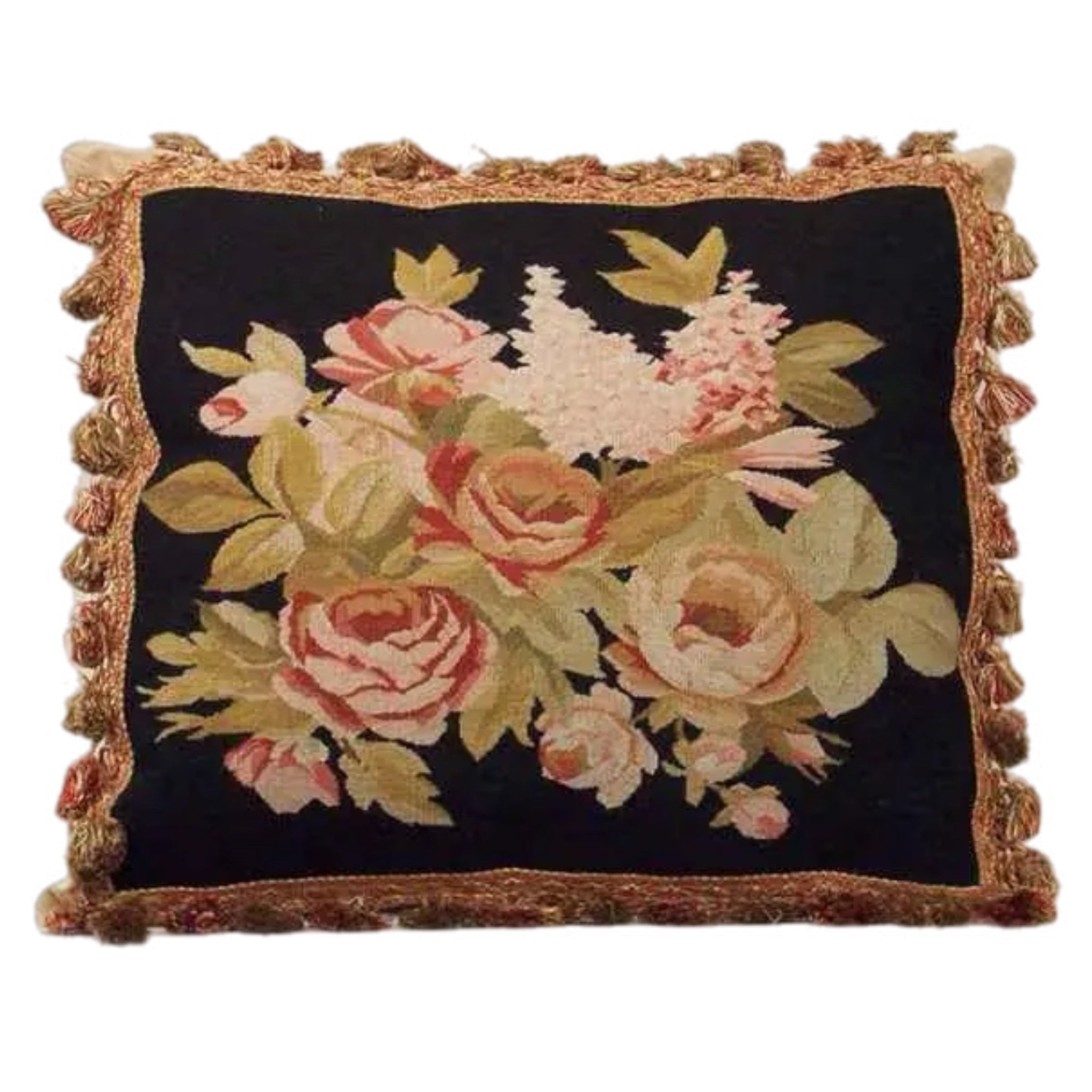 Rose Needlepoint Pillow