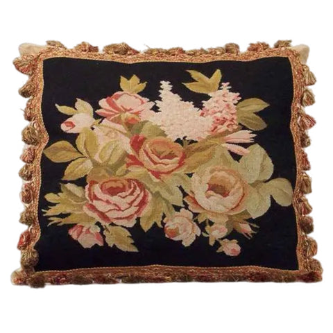 Rose Needlepoint Pillow