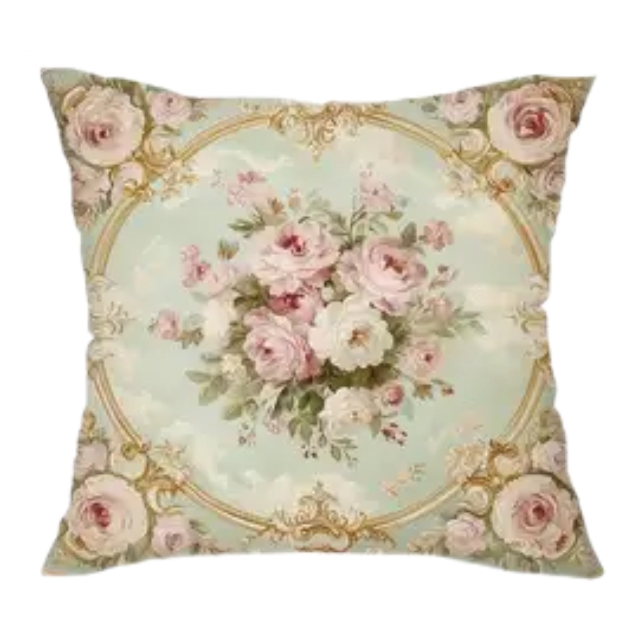 Turquoise & Pink Floral Pillow