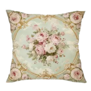 Turquoise & Pink Floral Pillow