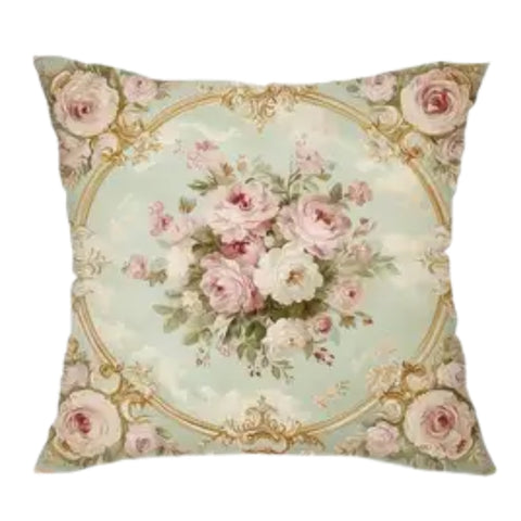 Turquoise & Pink Floral Pillow