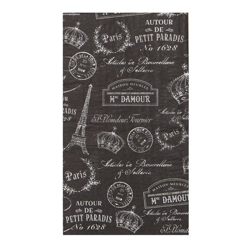 Hostess Napkin: Paris Passport- BLACK