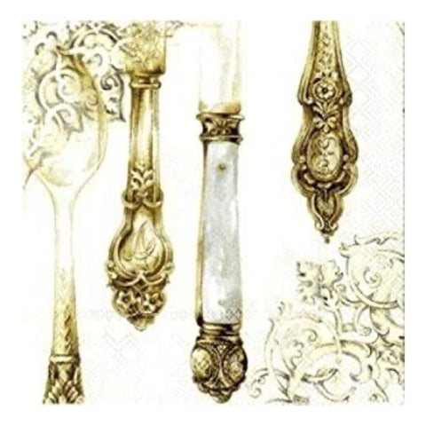 Luncheon Napkin: Gold Cutlery