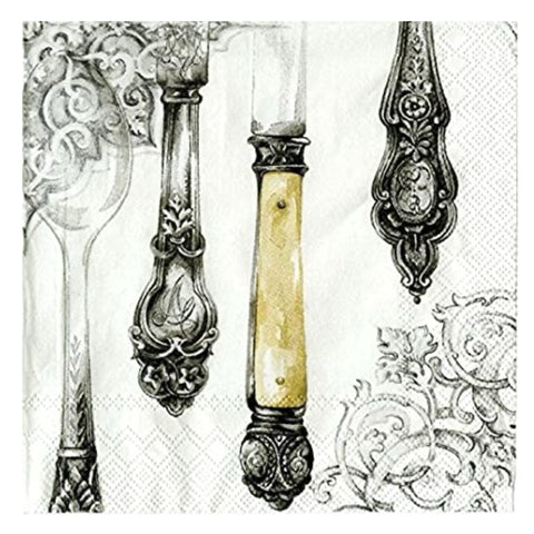 Luncheon Napkin: Silver Cutlery