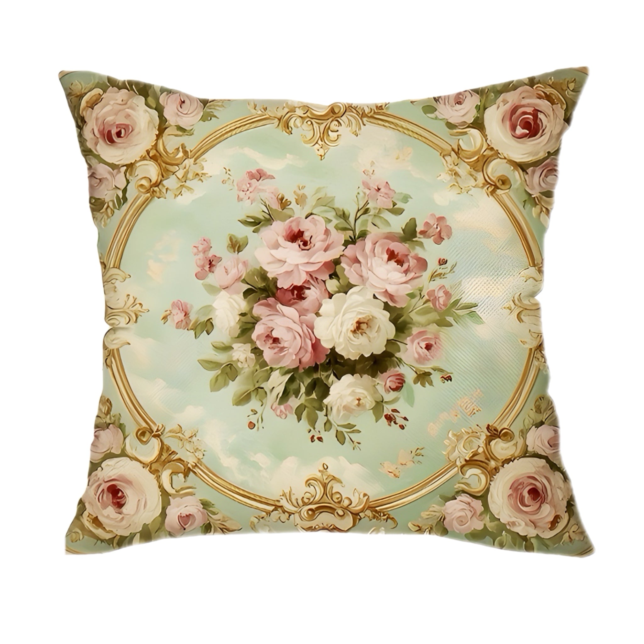 Turquoise & Pink Floral Pillow