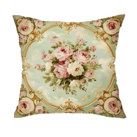 Turquoise & Pink Floral Pillow