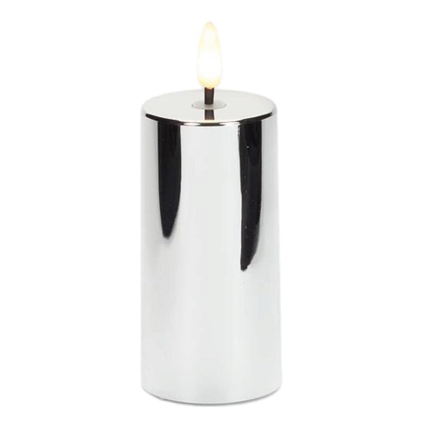 Assorted Silver Pillar Flameless Candle, INDIVIDUALLY SOLD