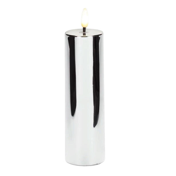 Assorted Silver Pillar Flameless Candle, INDIVIDUALLY SOLD