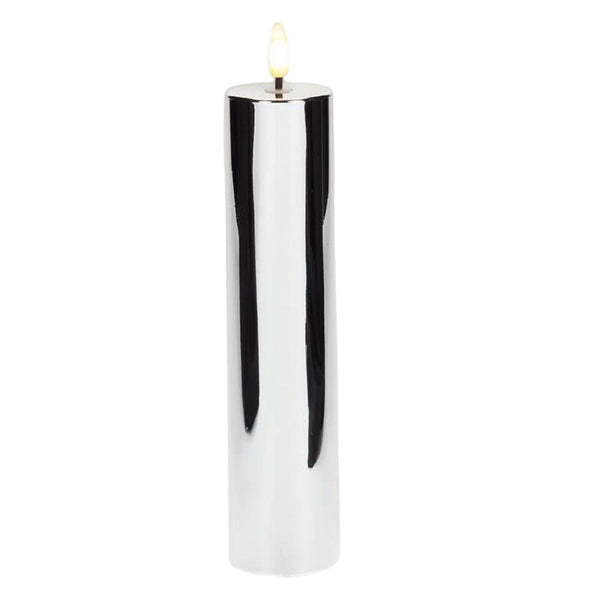Assorted Silver Pillar Flameless Candle, INDIVIDUALLY SOLD