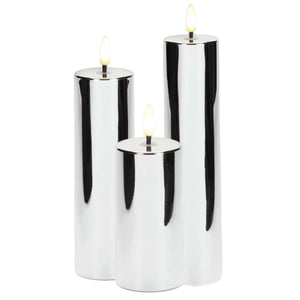 Assorted Silver Pillar Flameless Candle, INDIVIDUALLY SOLD