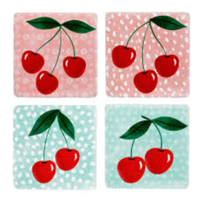 Cherries Coasters, Set Of 4
