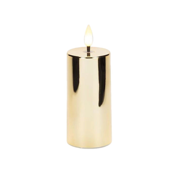Assorted Gold Pillar Flameless Candle, INDIVIDUALLY SOLD