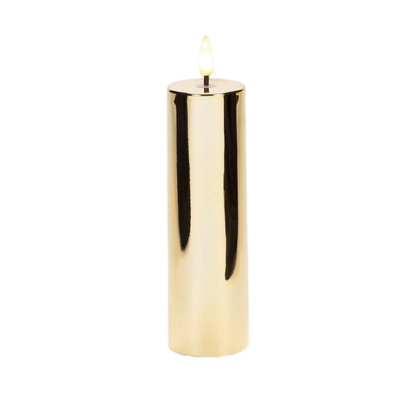 Assorted Gold Pillar Flameless Candle, INDIVIDUALLY SOLD