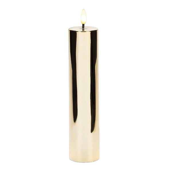 Assorted Gold Pillar Flameless Candle, INDIVIDUALLY SOLD