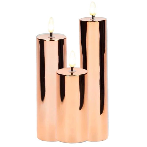Assorted Amber Pillar Flameless Candle, INDIVIDUALLY SOLD