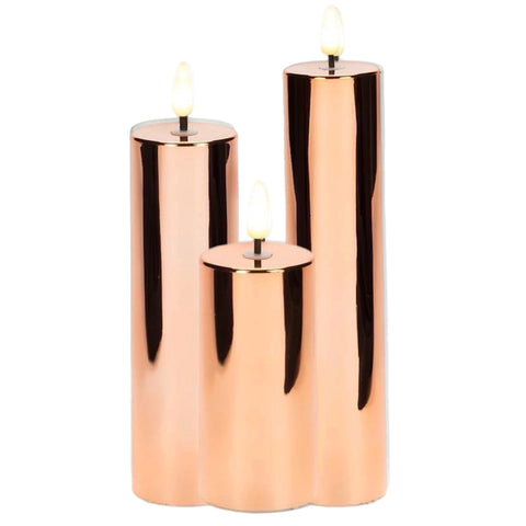 Assorted Amber Pillar Flameless Candle, INDIVIDUALLY SOLD