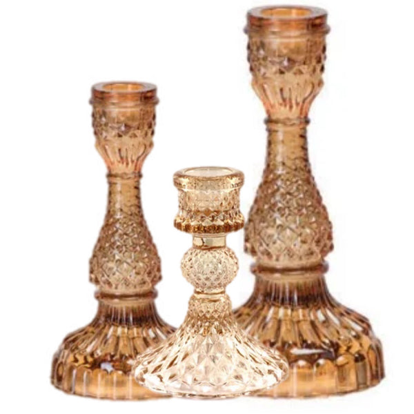 Assorted Glass Taper Candle Holder, INDIVIDUALLY SOLD