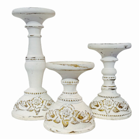 Assorted White Rose Pillar Candle Holder, INDIVIDUALLY SOLD
