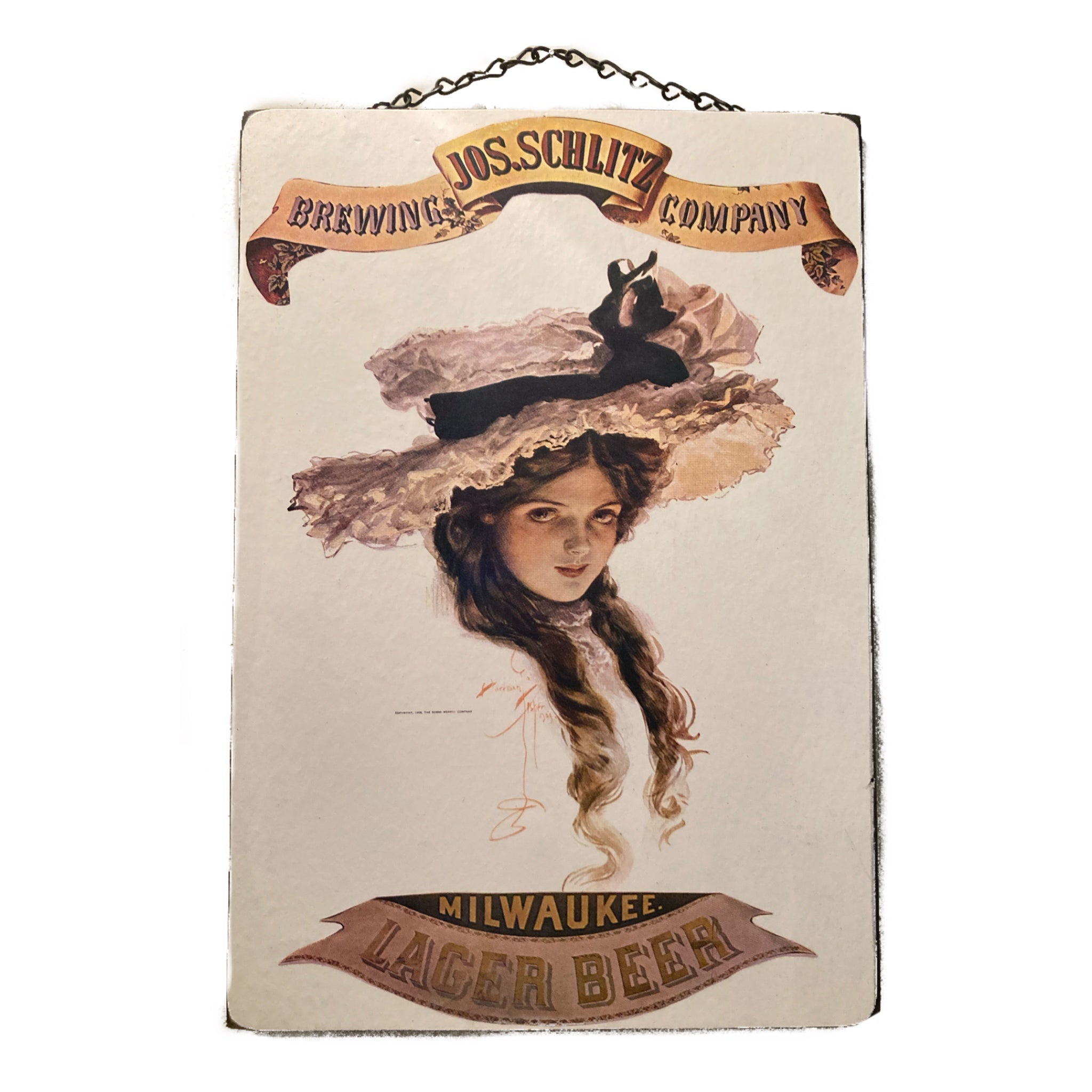 Woman In Hat Milwaukee Lager Beer Wall Sign
