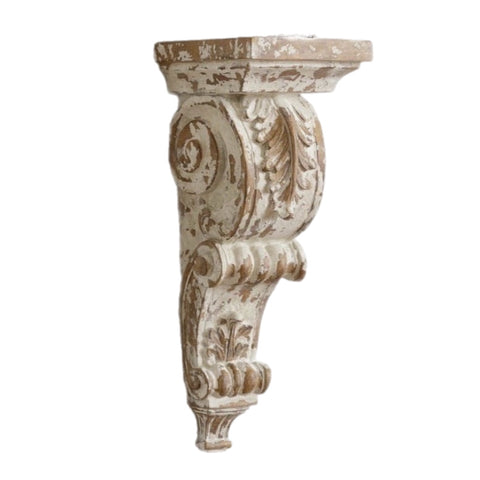 White Distressed Wood Corbel Wall Shelf