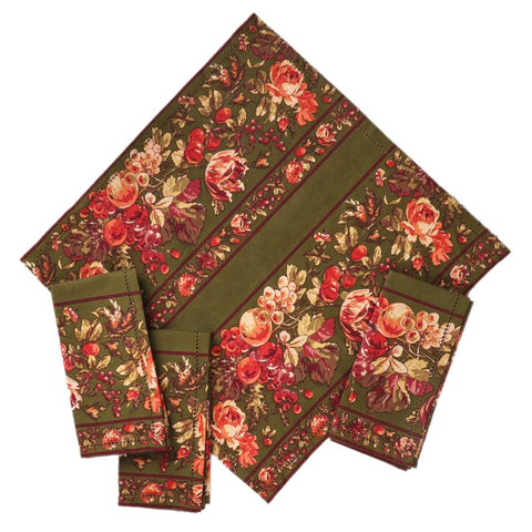 April Cornell Olive Bountiful Linen Napkin, INDIVIDUALLY SOLD